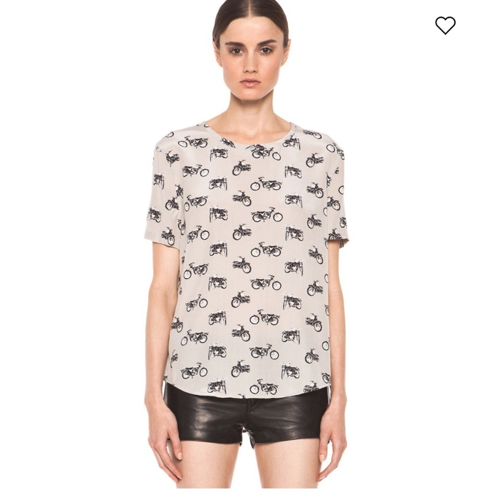 Equipment Riley Tee in Ryder Multi Bicycle Print Top xs